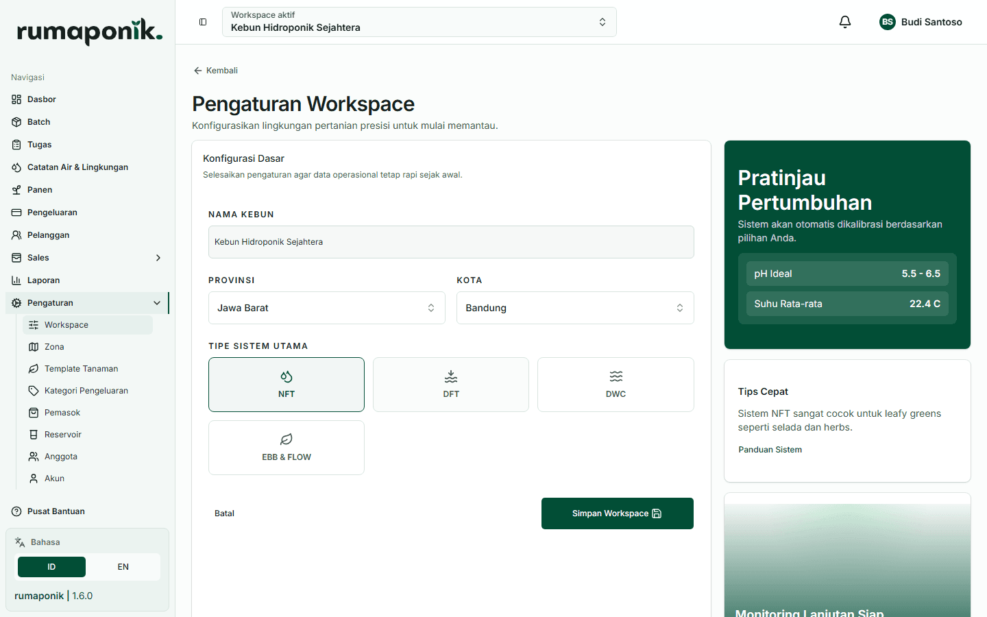 Profil workspace kebun